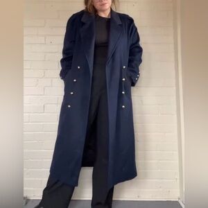 Long Vintage Donny Brook Navy Trench Coat